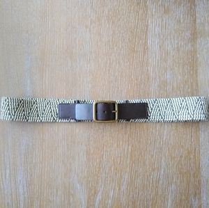 Leather and Woven Fabric Belt